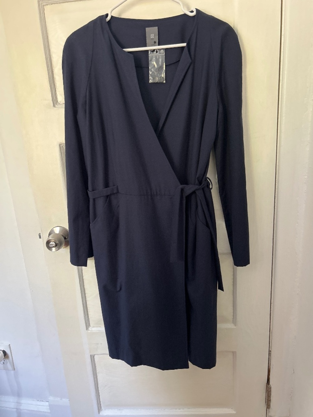 Anne Willi Virgin Wool wrap around midi dress